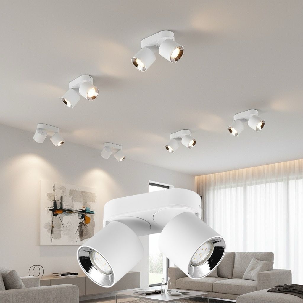 Spot Aplicat Orientabil Dreptunghiular Alb Dulie 2xGU10 L18 x H12CM