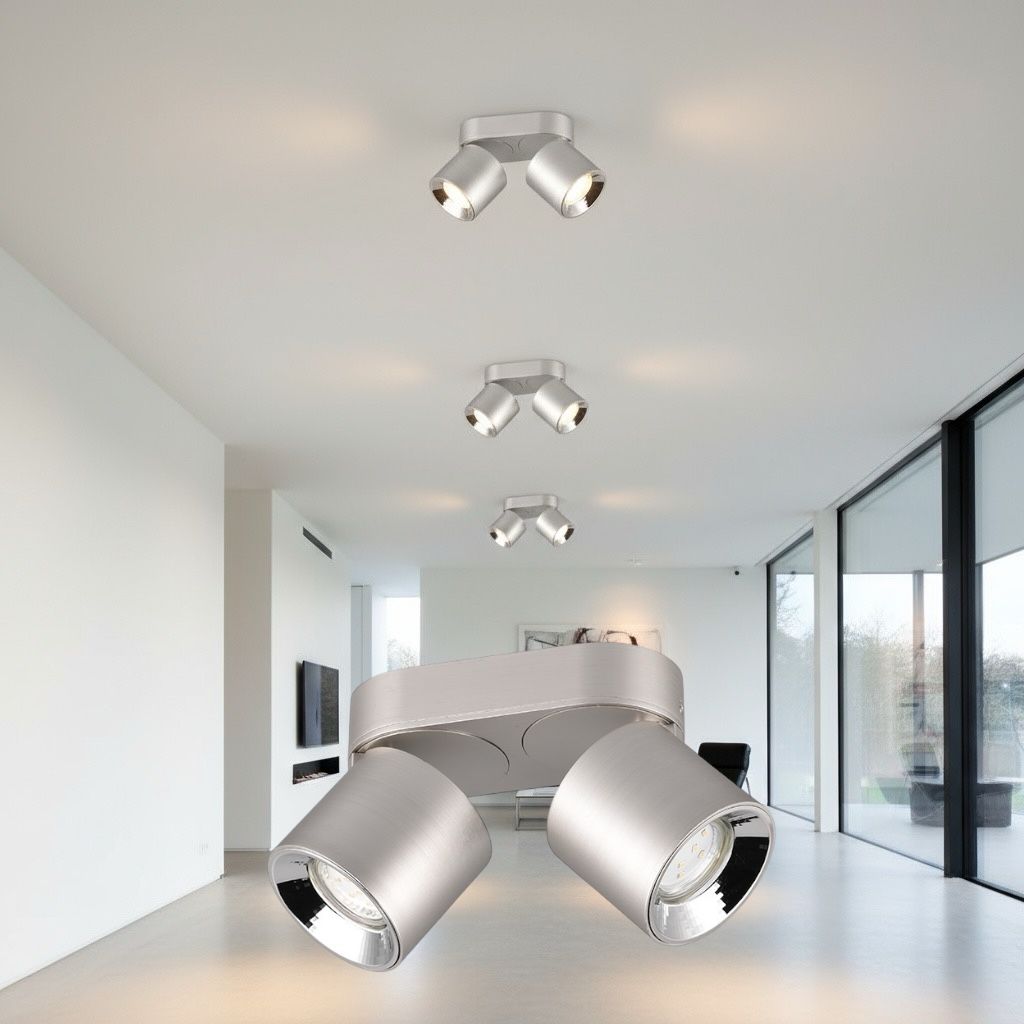 Spot Aplicat Orientabil Dreptunghiular Argintiu Dulie 2xGU10 L18 x H12CM