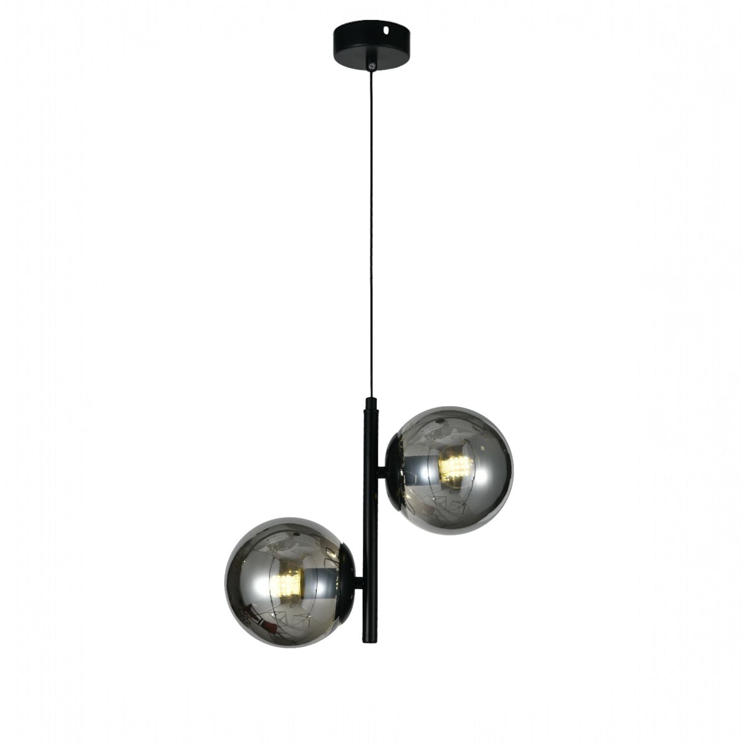 Pendul DIONIS Negru Abajur Fumuriu 2xE27 Chandeliers