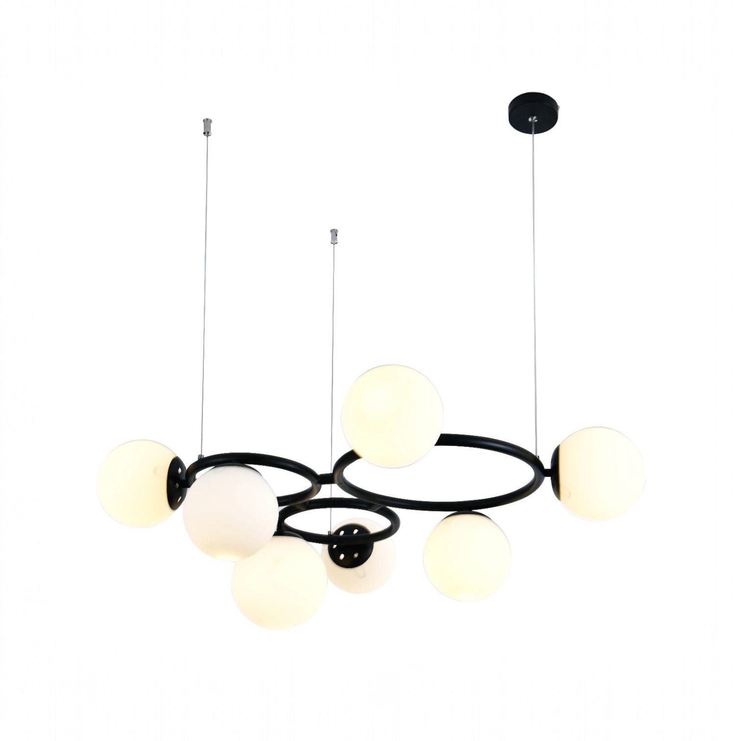 Lustra Suspendata DIONIS Circles Black Abajur Mat 7xE27