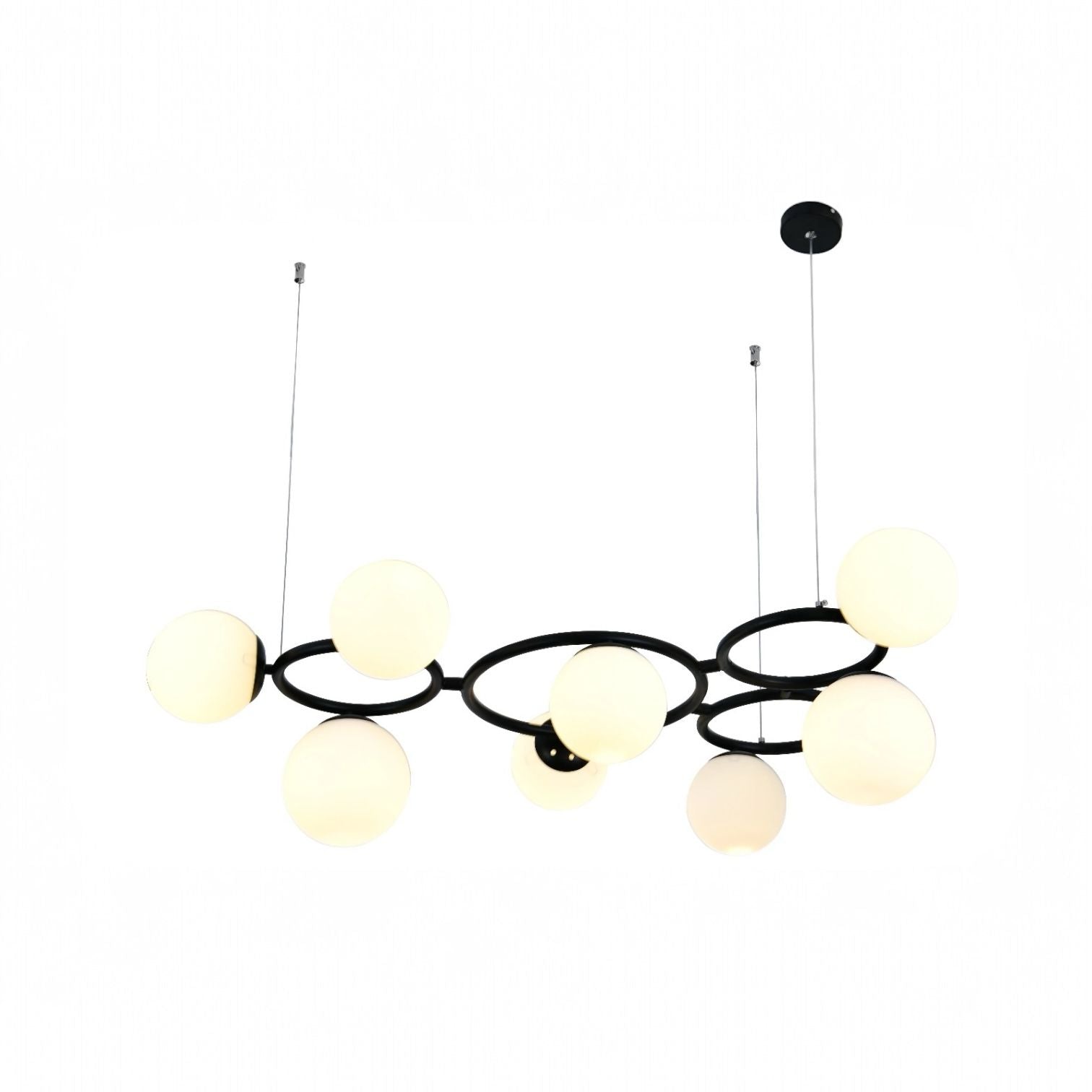 Lustra Suspendata DIONIS Circles Black Abajur Mat 9xE27