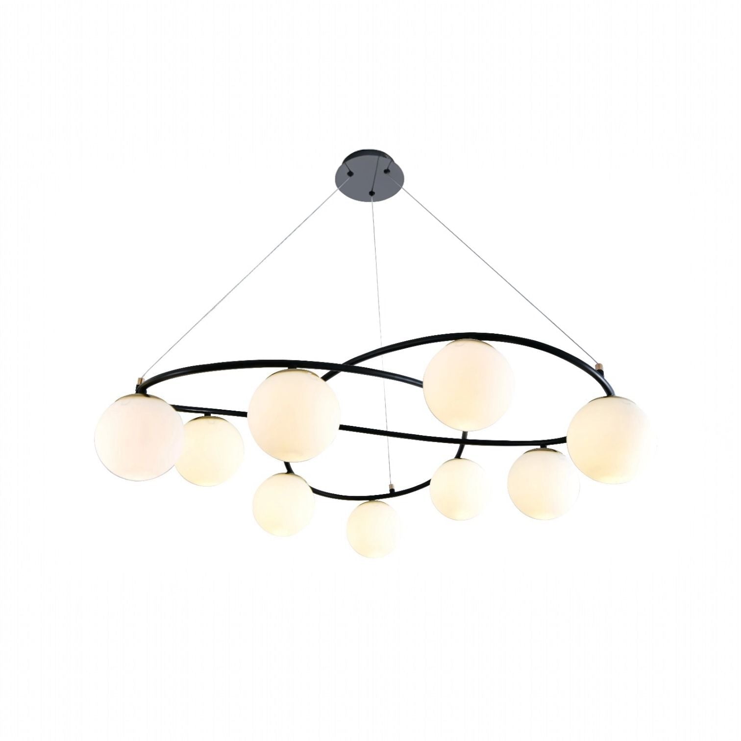 Lustra Suspendata DIONIS Black Abajur Mat 9xE27