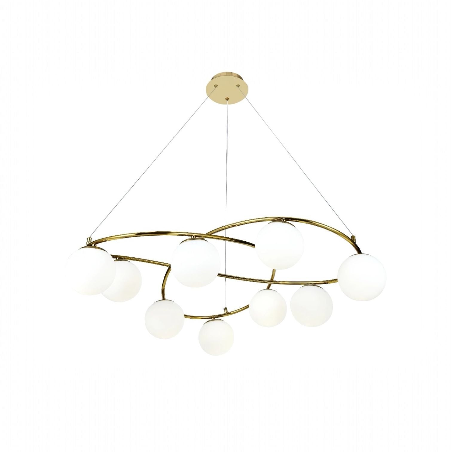 Lustra Suspendata DIONIS Gold Abajur Mat 9xE27