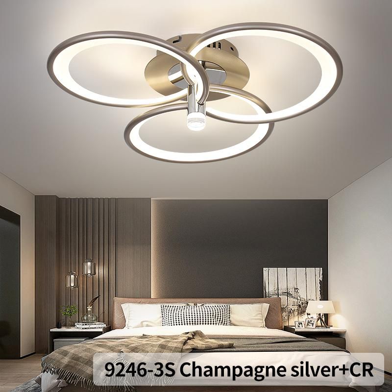 Lustra LED CHAMPAGNE Silver 3 Circles Echivalent 450W Telecomanda