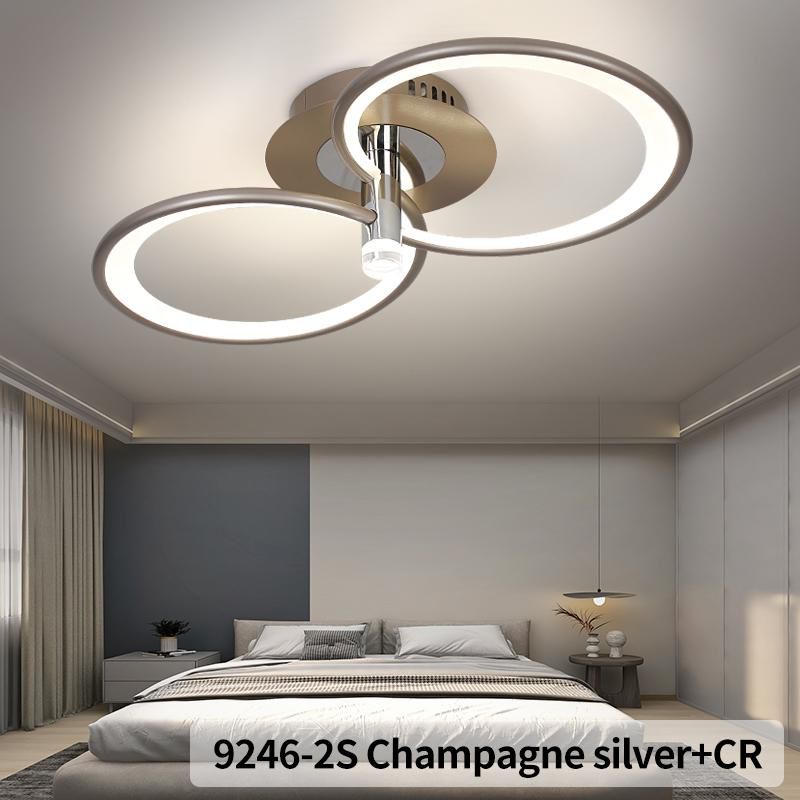 Lustra LED CHAMPAGNE Silver 2 Circles Echivalent 300W Telecomanda