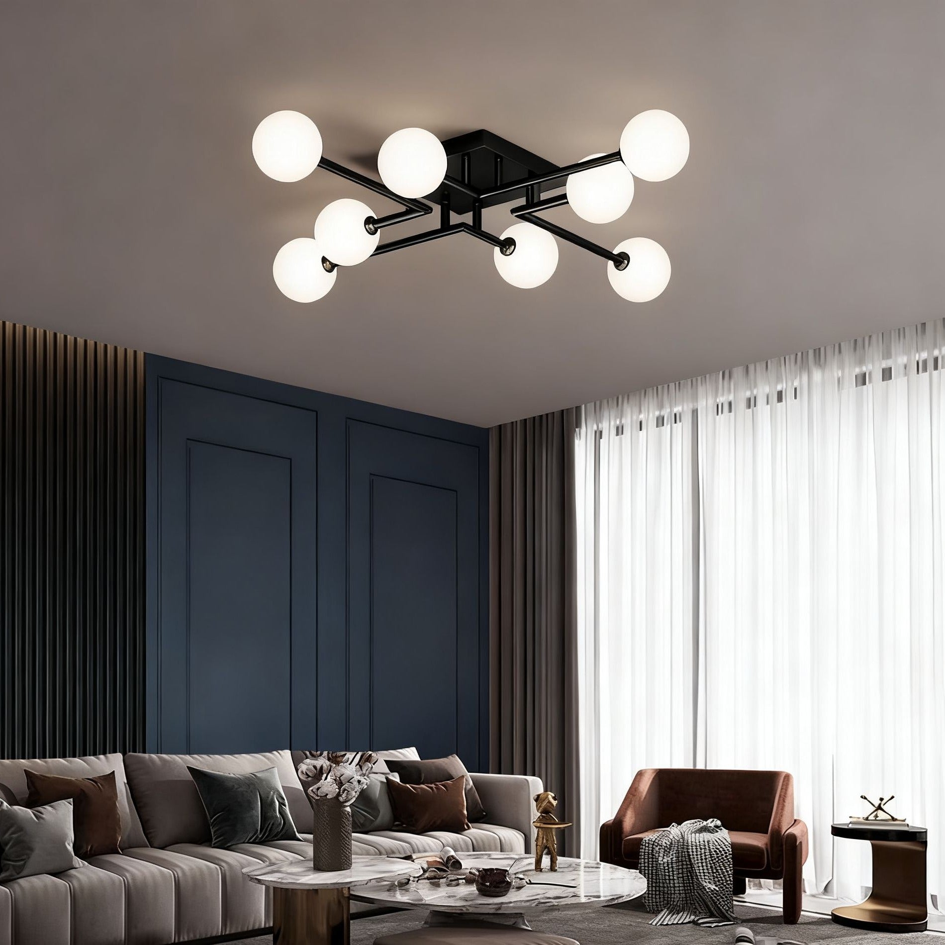 Lustra Maxi STREVA Black Abajur MAT 8xE27