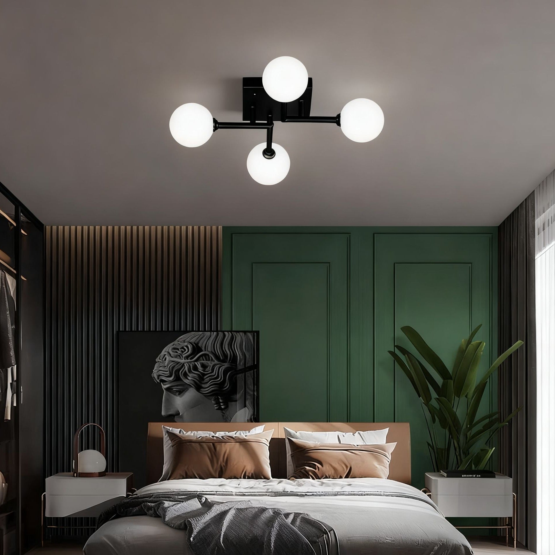 Lustra Mini STREVA Black Abajur MAT 4xE27