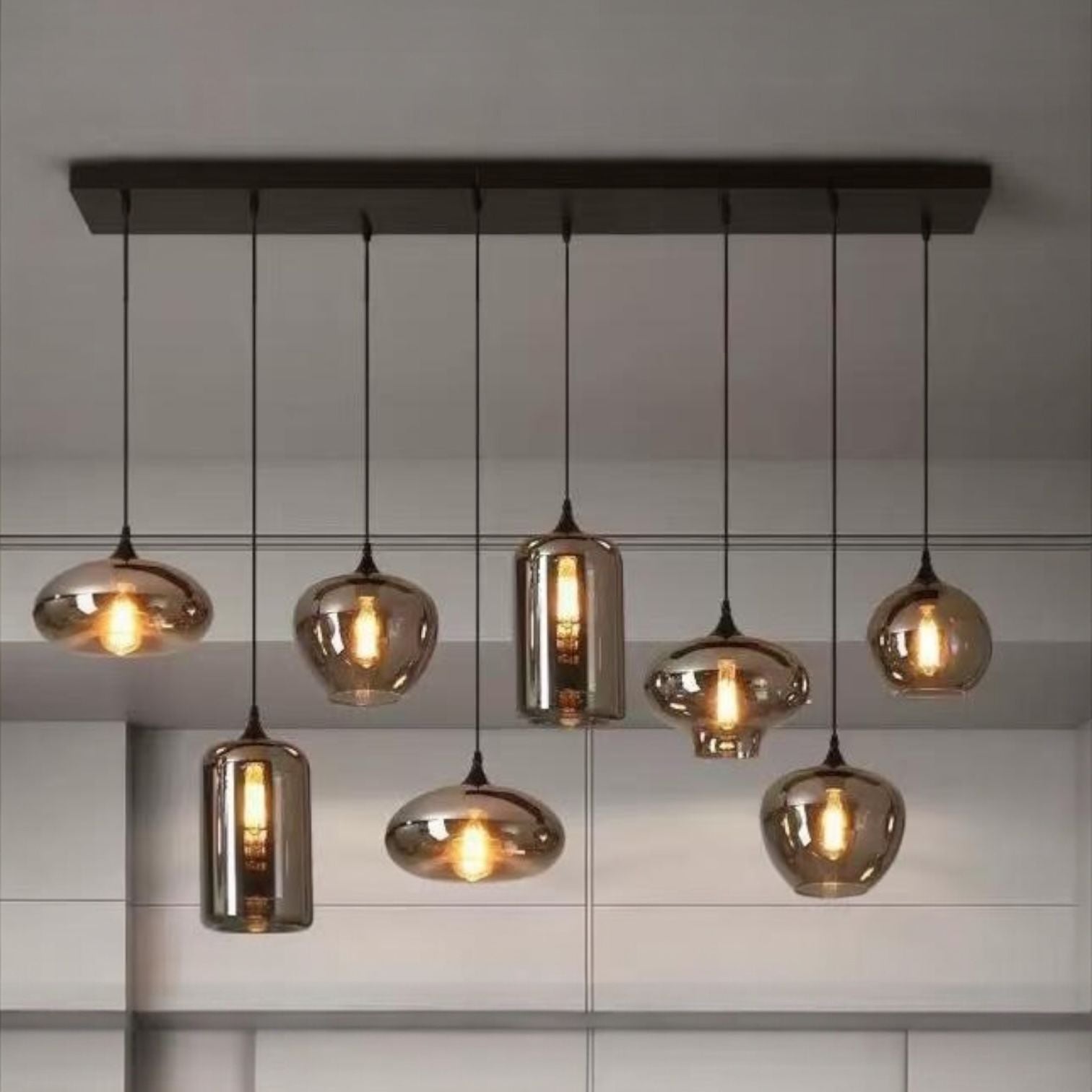 Lustra Maxi VERA Black Abajur Fumuriu 8xE27