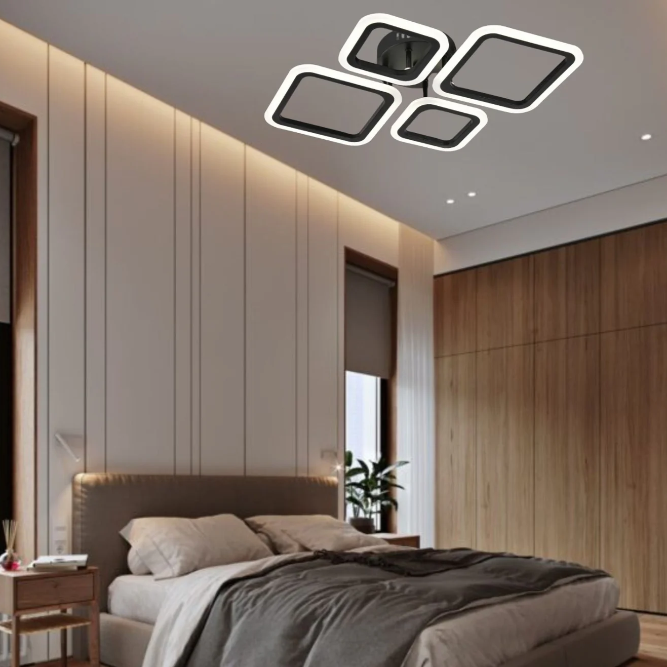 Lustra LED 2+2 DIAMOND Black Echivalent 350W Telecomanda