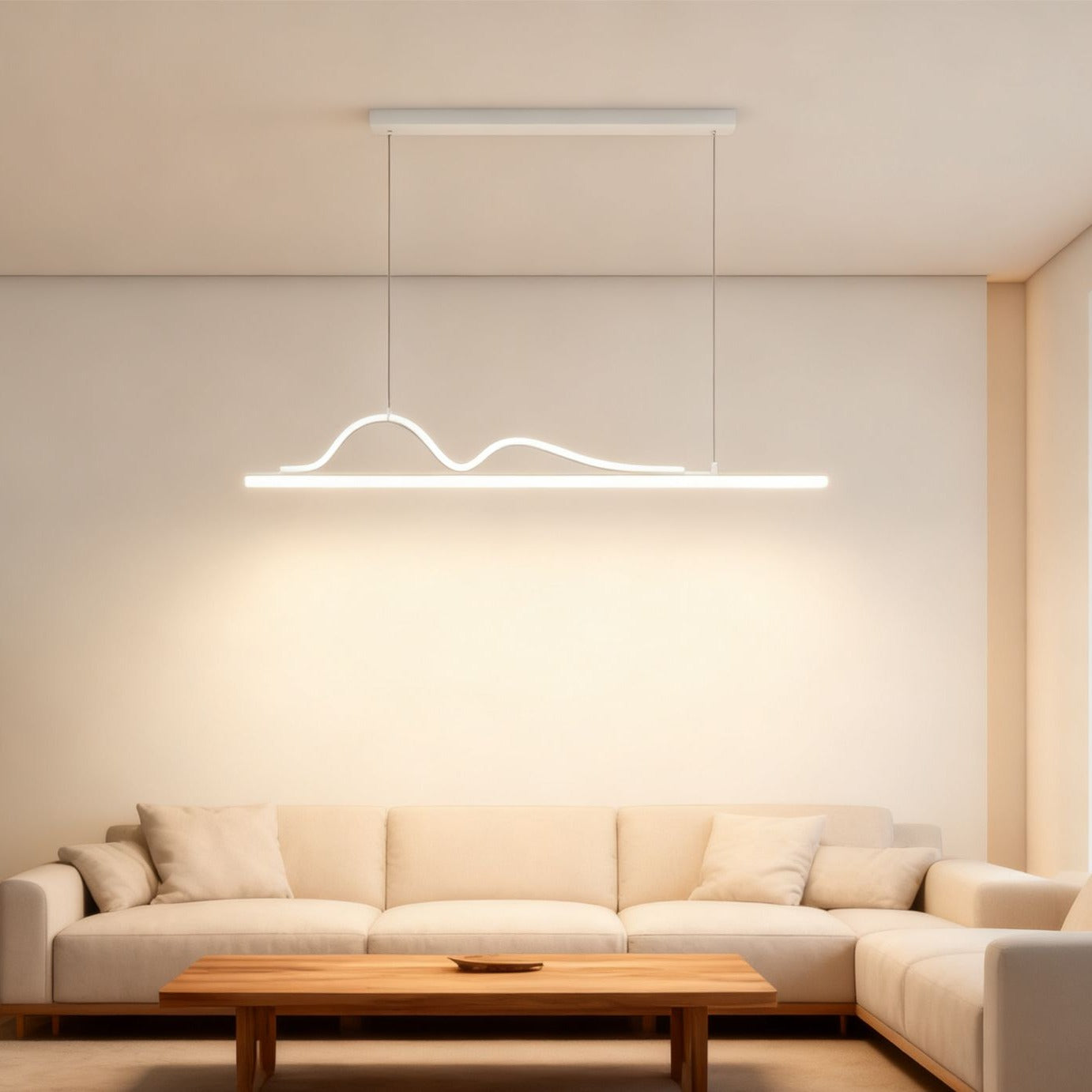 Lustra LED Snake Suspendata White Echivalent 400W Telecomanda