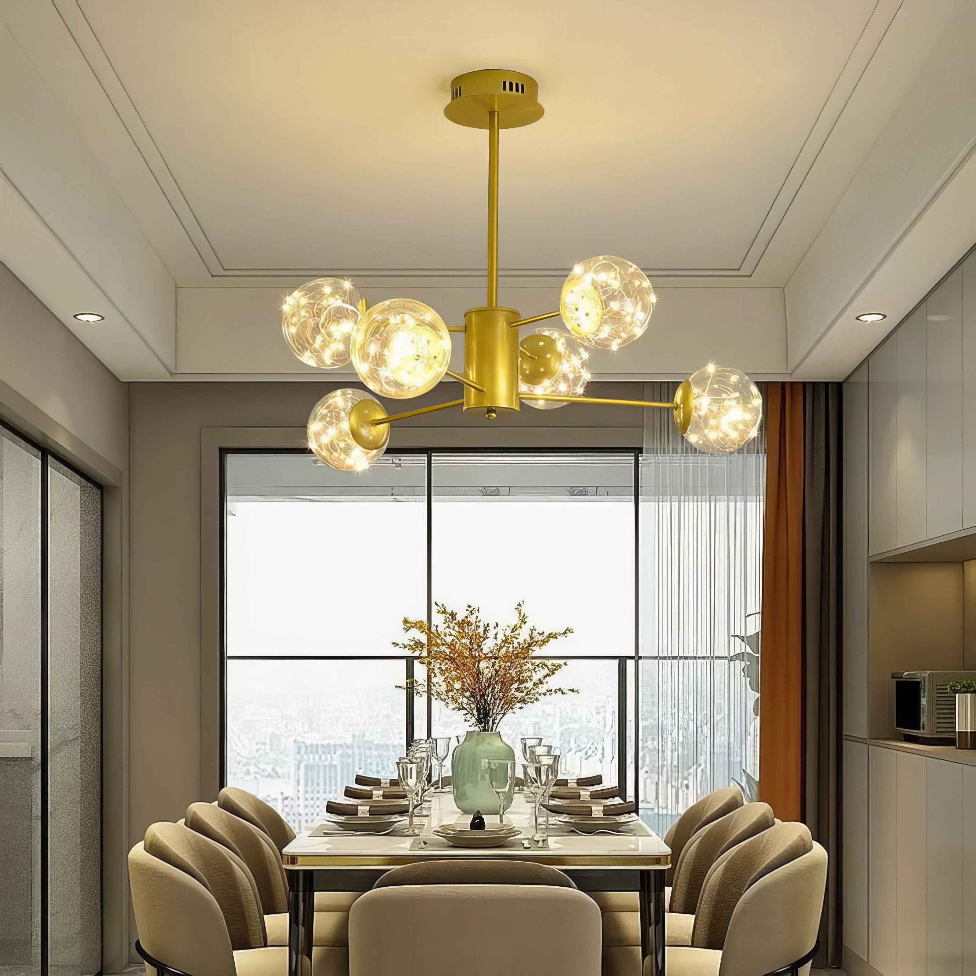 Lustra LED Sparkle Gold 3+3 Echivalent 200W