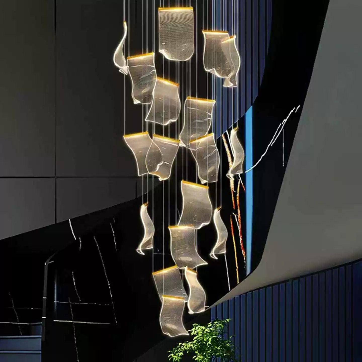 Lustra LED Luxury PAPER QUILL GOLD 18Elemente Echivalent 350W Telecomanda