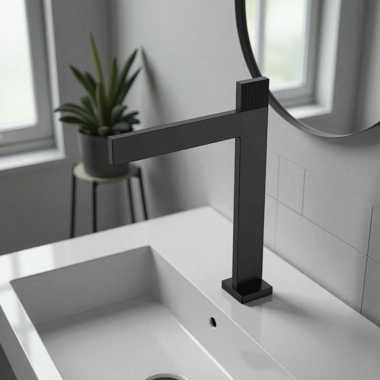 Baterie De Lavoar Inalta Modern Negru