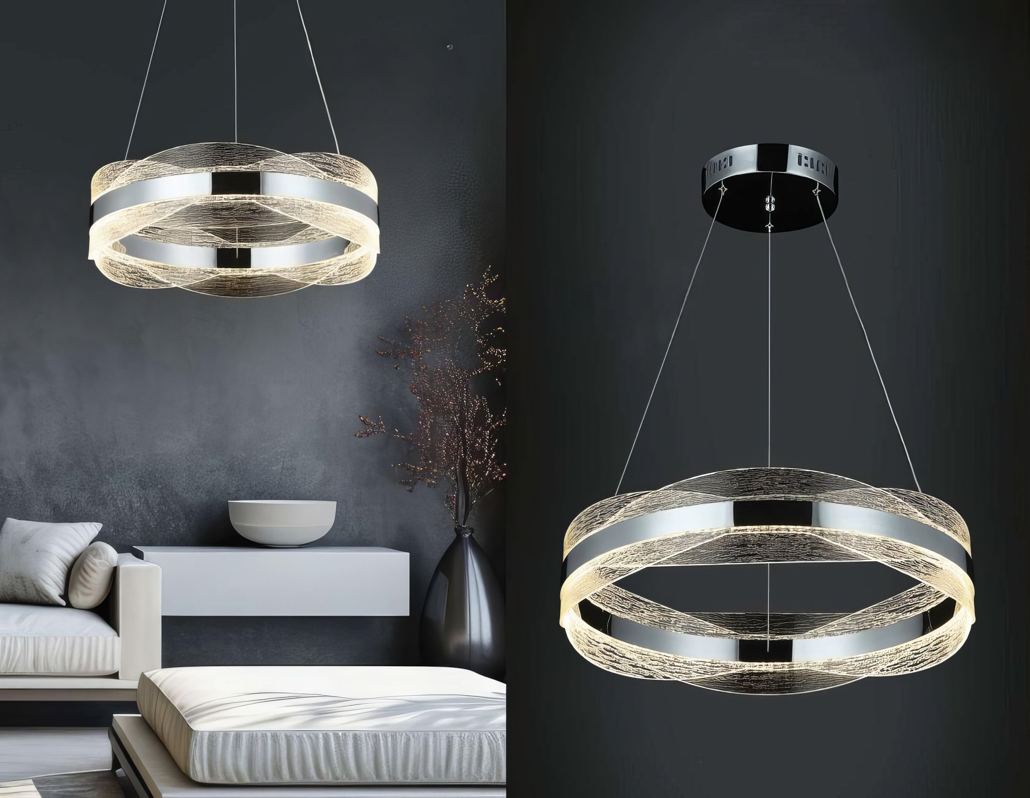 Lustra LED Suspendata ENYA Crom Telecomanda