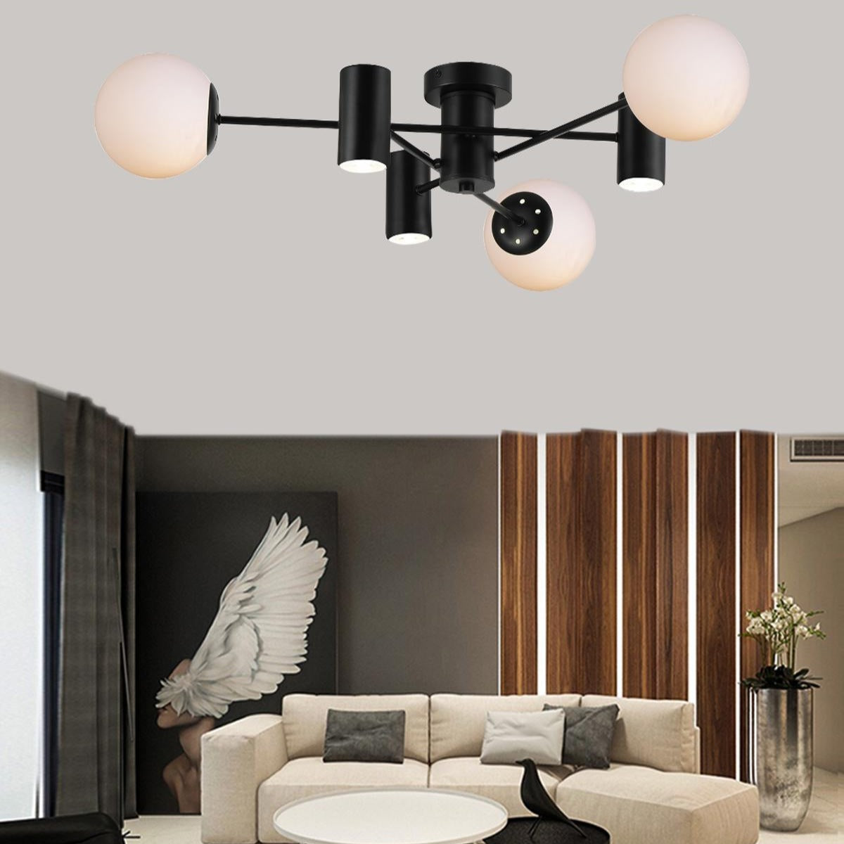 Lustra SEDA Abajur MAT cu 3 Spoturi Black