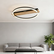 Lustra LED MONDEO Black & Wood Echivalent 350W Telecomanda