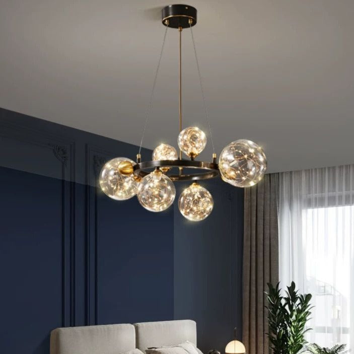 Lustra LED Black Sparkle Abajur Transparent Echivalent 250W