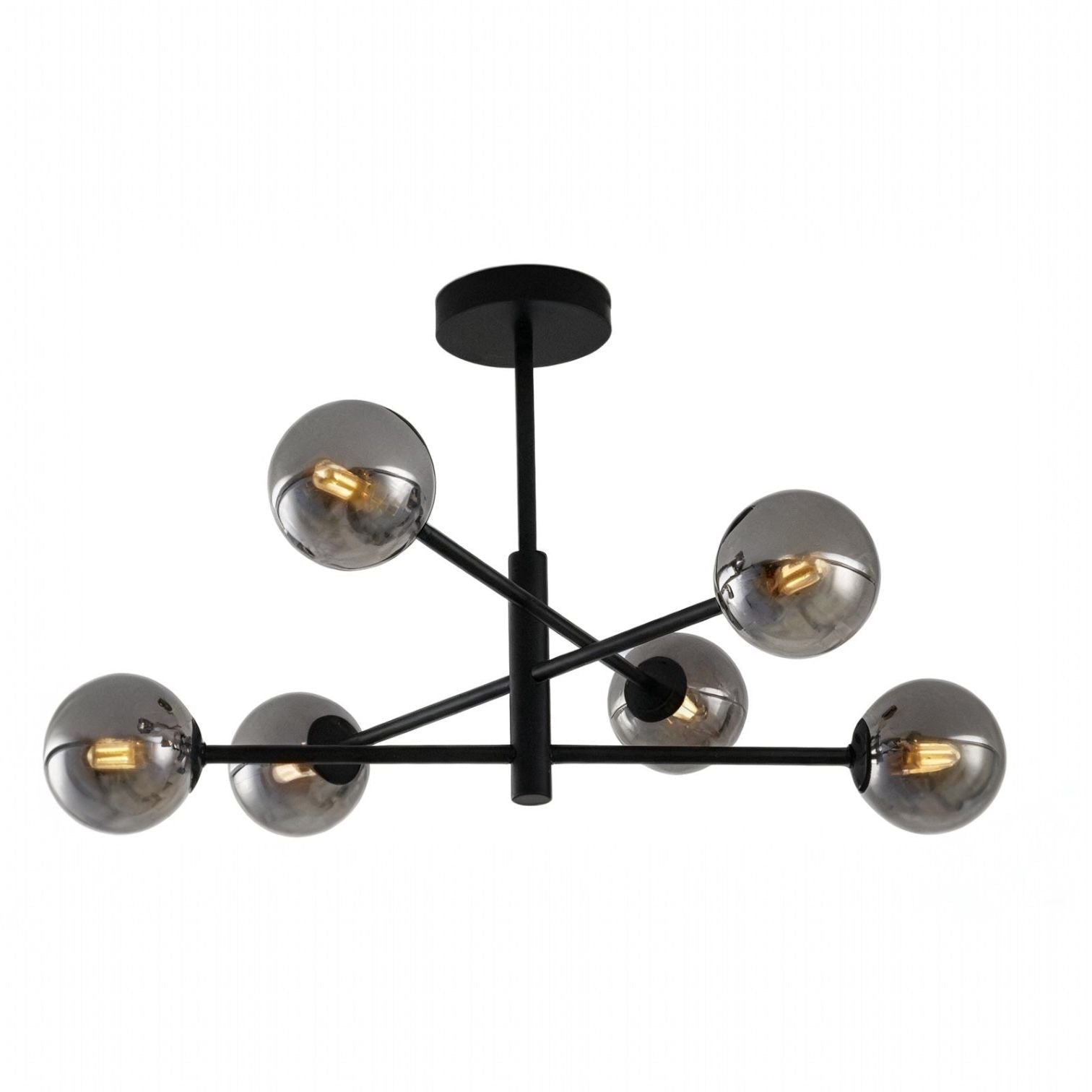 Lustra Suspendata GOLO Black Abajur Fumuriu 6xE27