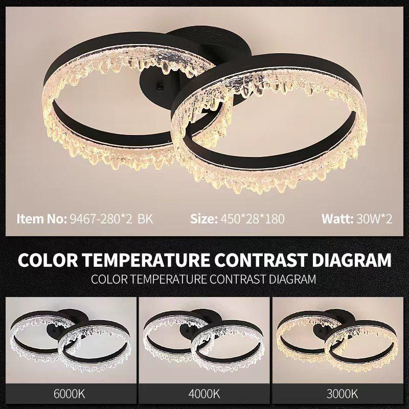 Lustra LED 2 CIRCLE VALS Echivalent 200W Telecomanda