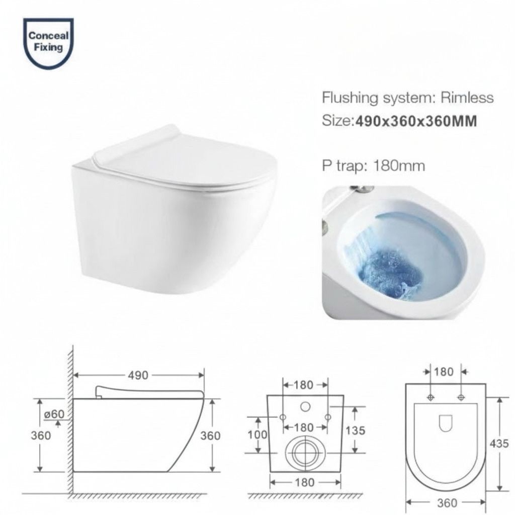 Vas WC Suspendat Slate White 49 x 37 x 36 CM