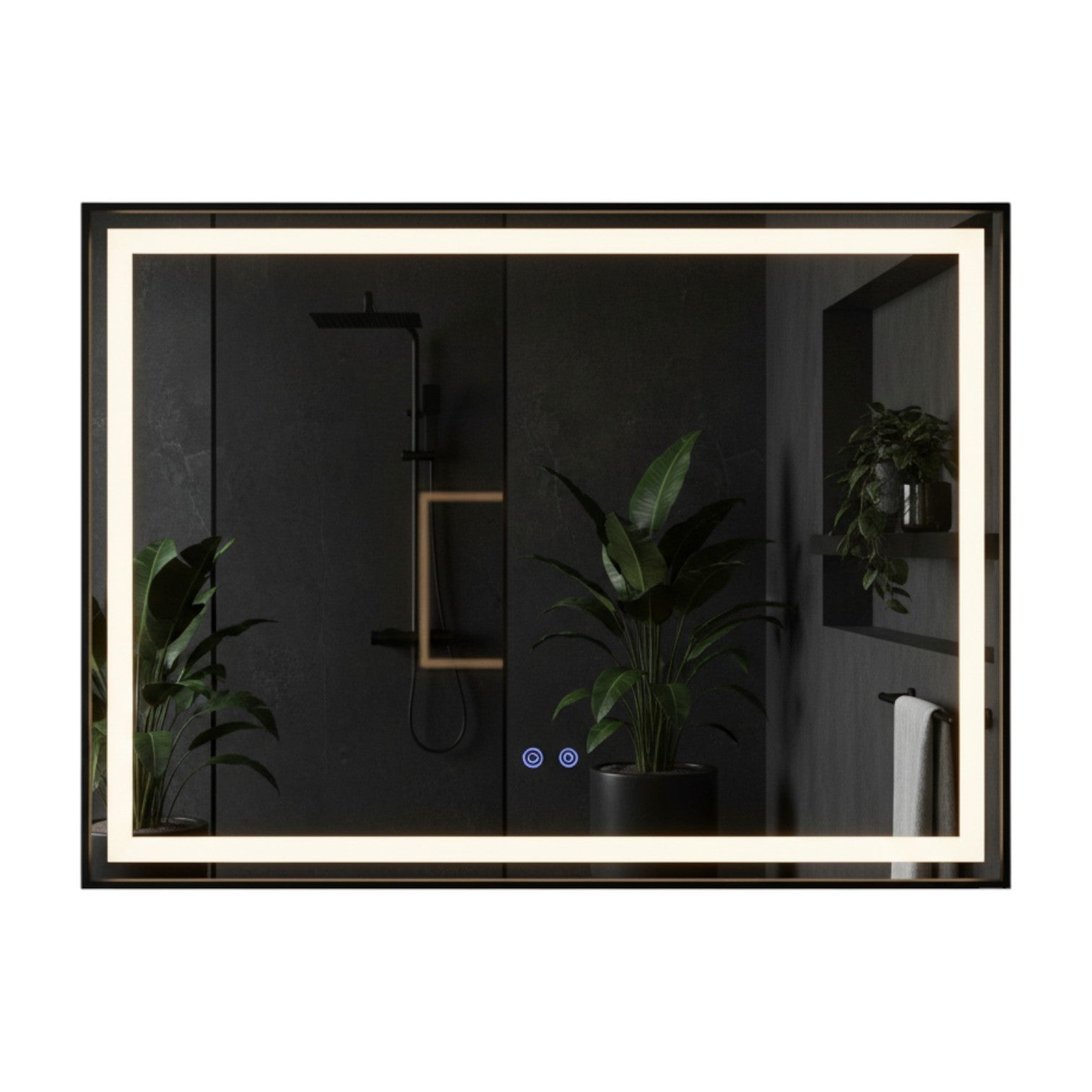 Oglinda LED 80x60CM, 3 Lumini, Dezaburire, Dimabila si OD033-Negru