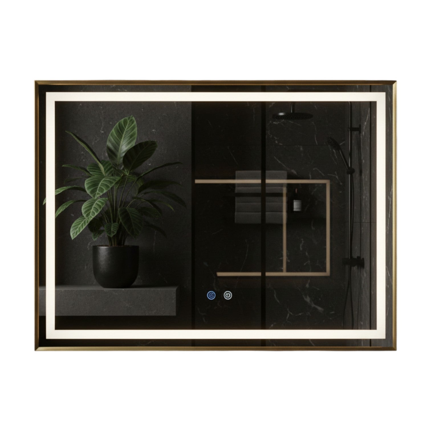 Oglinda LED 80x60, 3 Lumini, Dezaburire, Dimabila OD033-Auriu