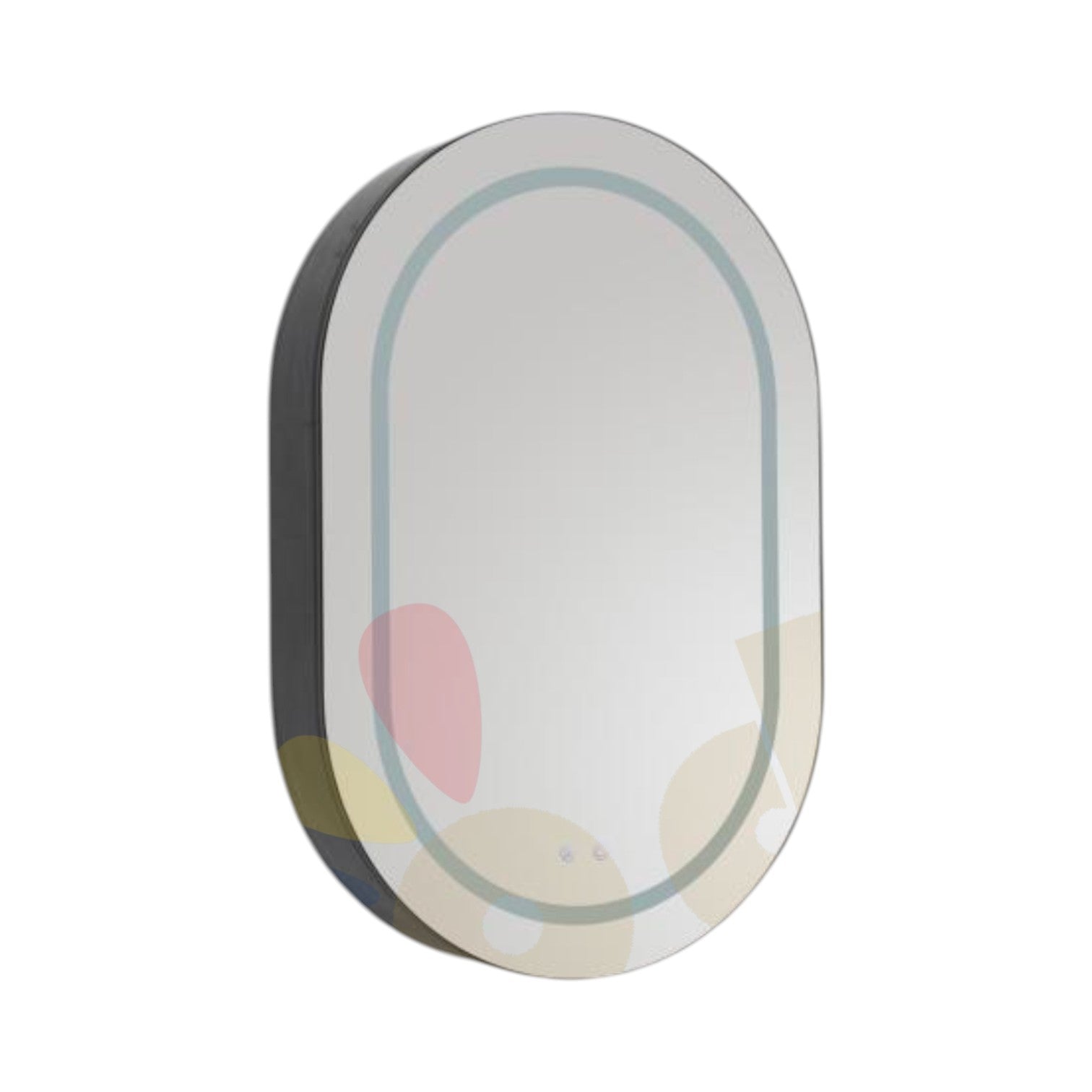 Dulap Baie cu Oglinda LED Ovala VisioLED 60x90cm 3 Lumini si Dezaburire