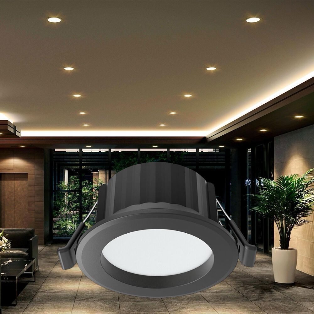 Spot LED 9W Incastrabil CCT cu 3 Lumini Rotund Negru pentru Exterior IP54