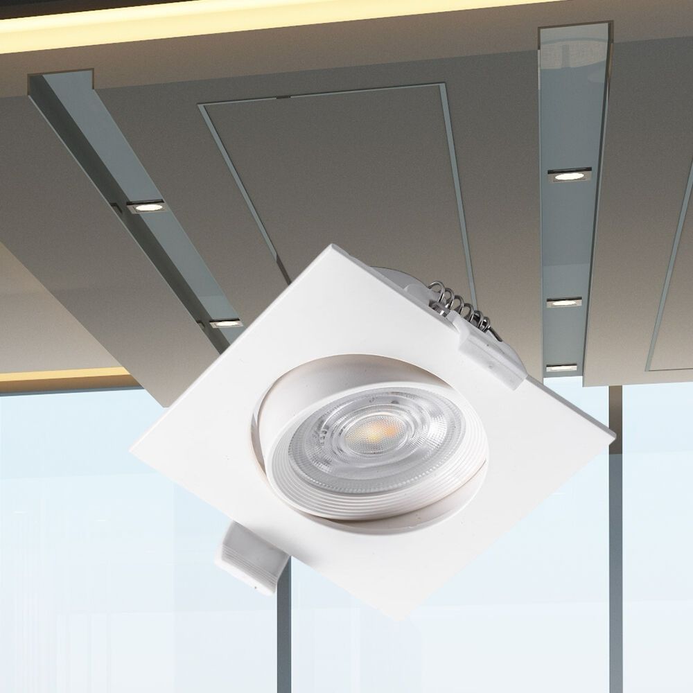 Spot LED Incastrabil Patrat Fascicul Reglabil Alb cu 3 Lumini 8.5x8.5CM