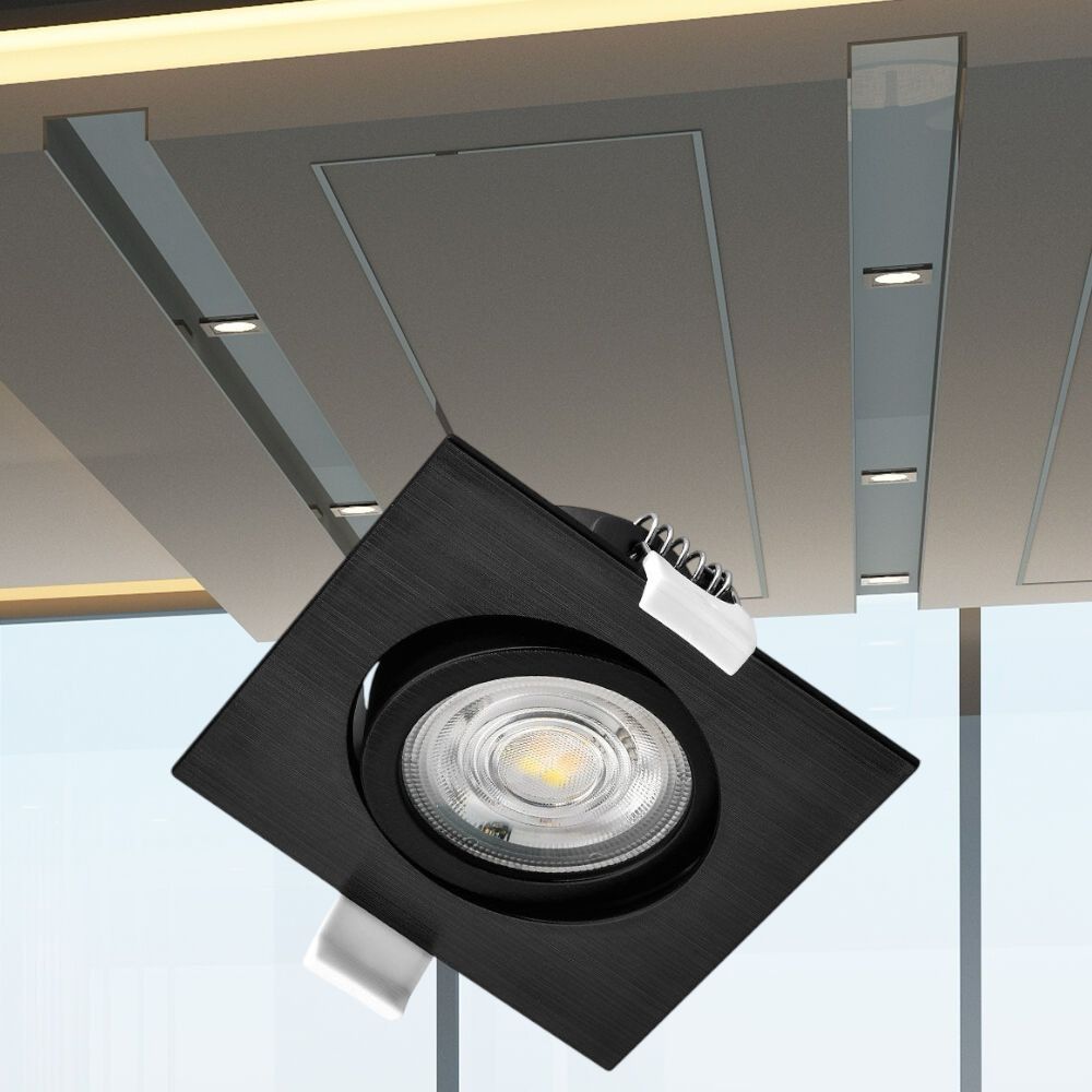 Spot LED Incastrabil Patrat Fascicul Reglabil Negru cu 3 Lumini 8.5x8.5CM