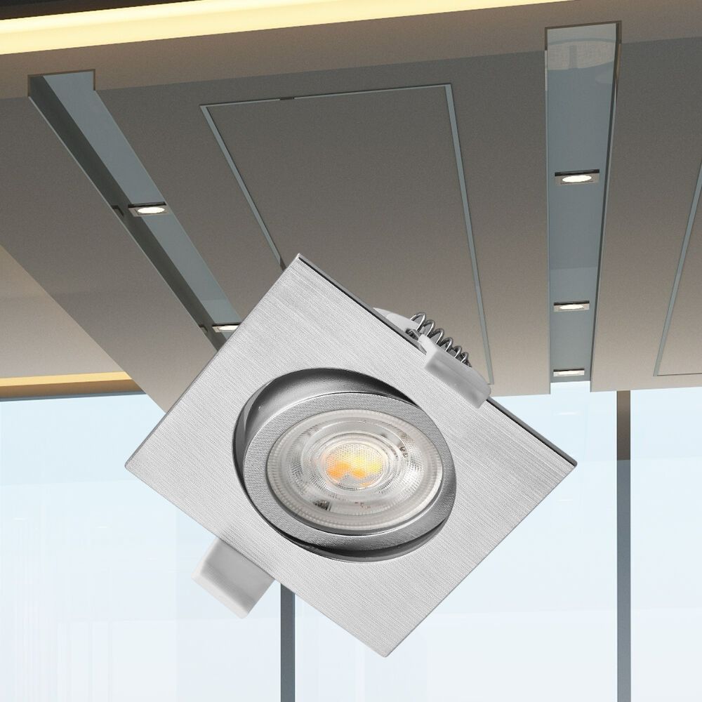 Spot LED Incastrabil Patrat Fascicul Reglabil Argintiu cu 3 Lumini 8.5x8.5CM