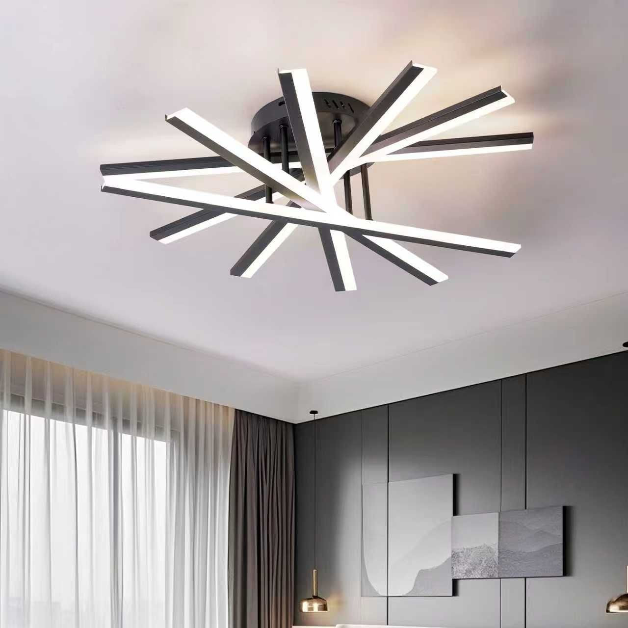 Lustra LED 6 CROSS LINNES Negru Echivalent 600W Telecomanda