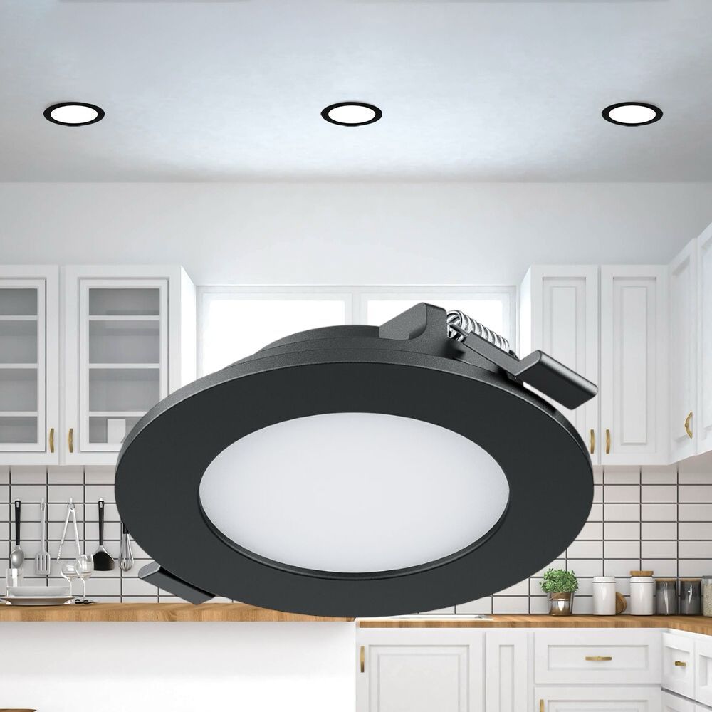 Spot LED 4W CCT Slim Rotund Negru / Dimabil / ⌀85mm / Incastrabil IP40 / 3 Lumini
