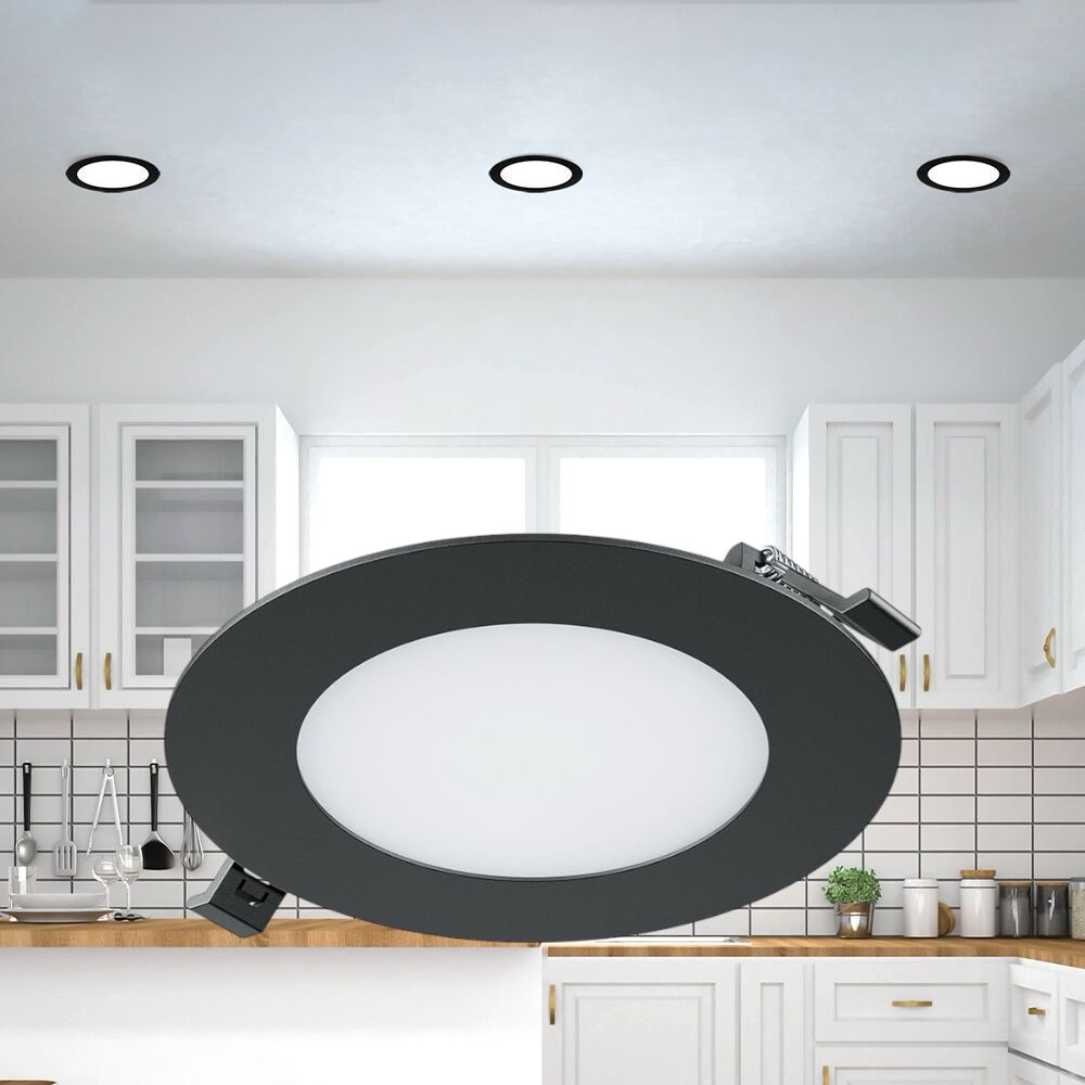 Spot LED 6W CCT Slim Rotund Negru / Dimabil / ⌀128mm / Incastrabil IP40 / 3 Lumini