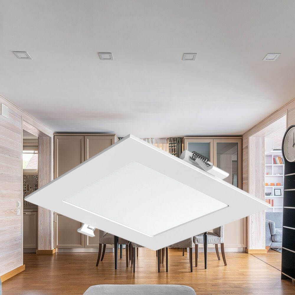 Spot LED 6W Slim Patrat Alb / 128mm / Incastrabil IP40