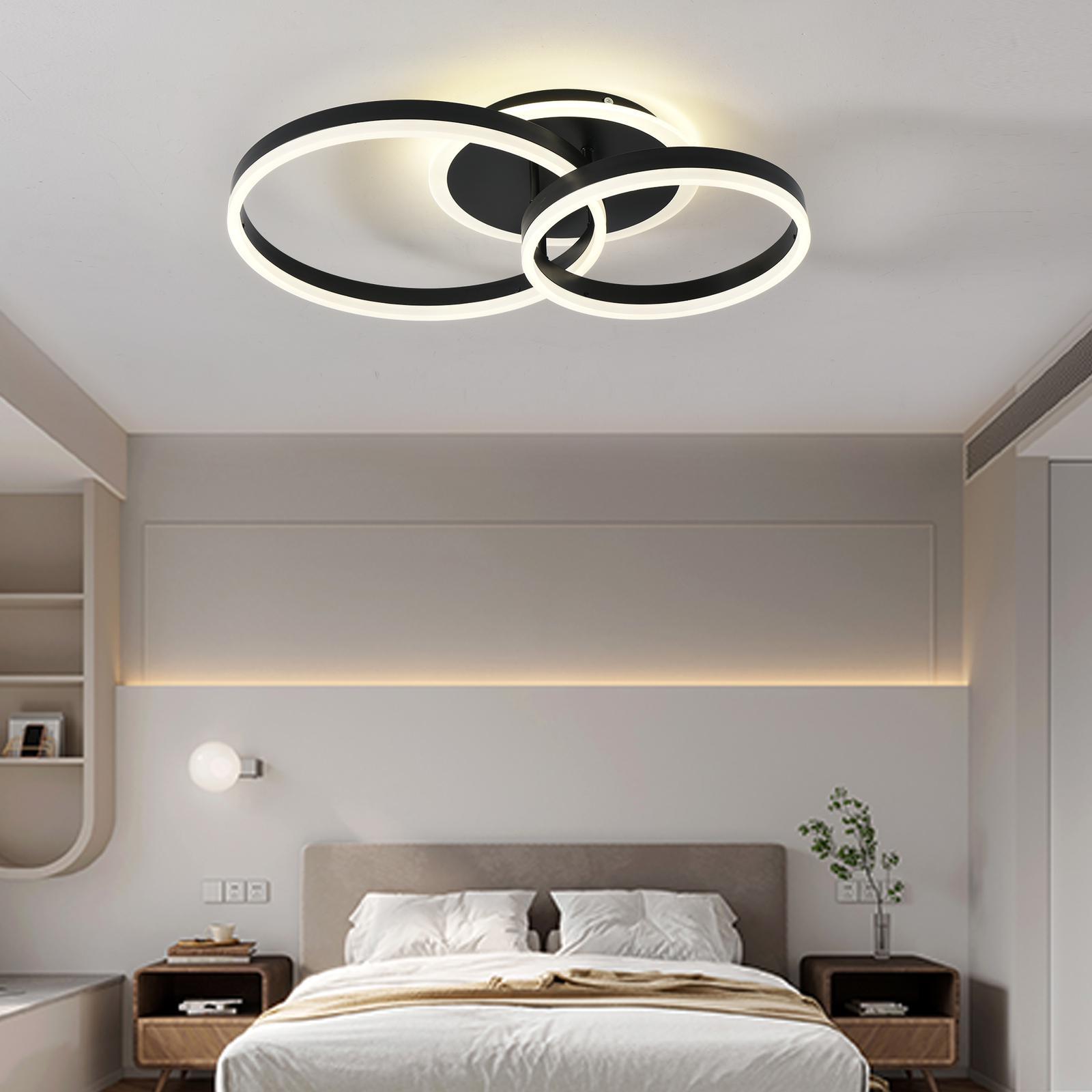 Lustra LED Beauty Black 2 BIG Circle Echivalent 600W Telecomanda