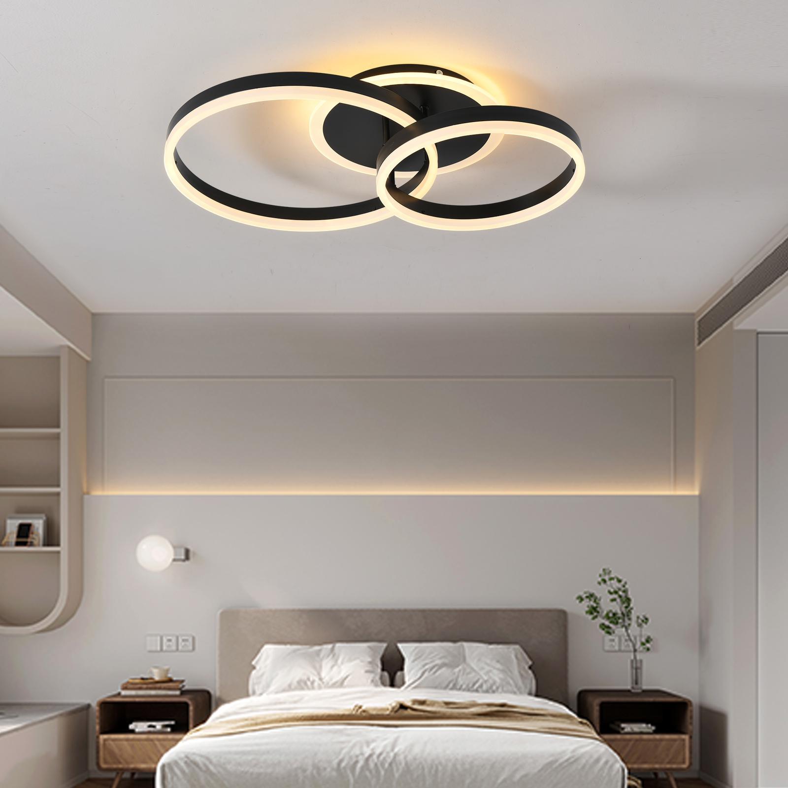 Lustra LED Beauty Black 2 BIG Circle Echivalent 600W Telecomanda