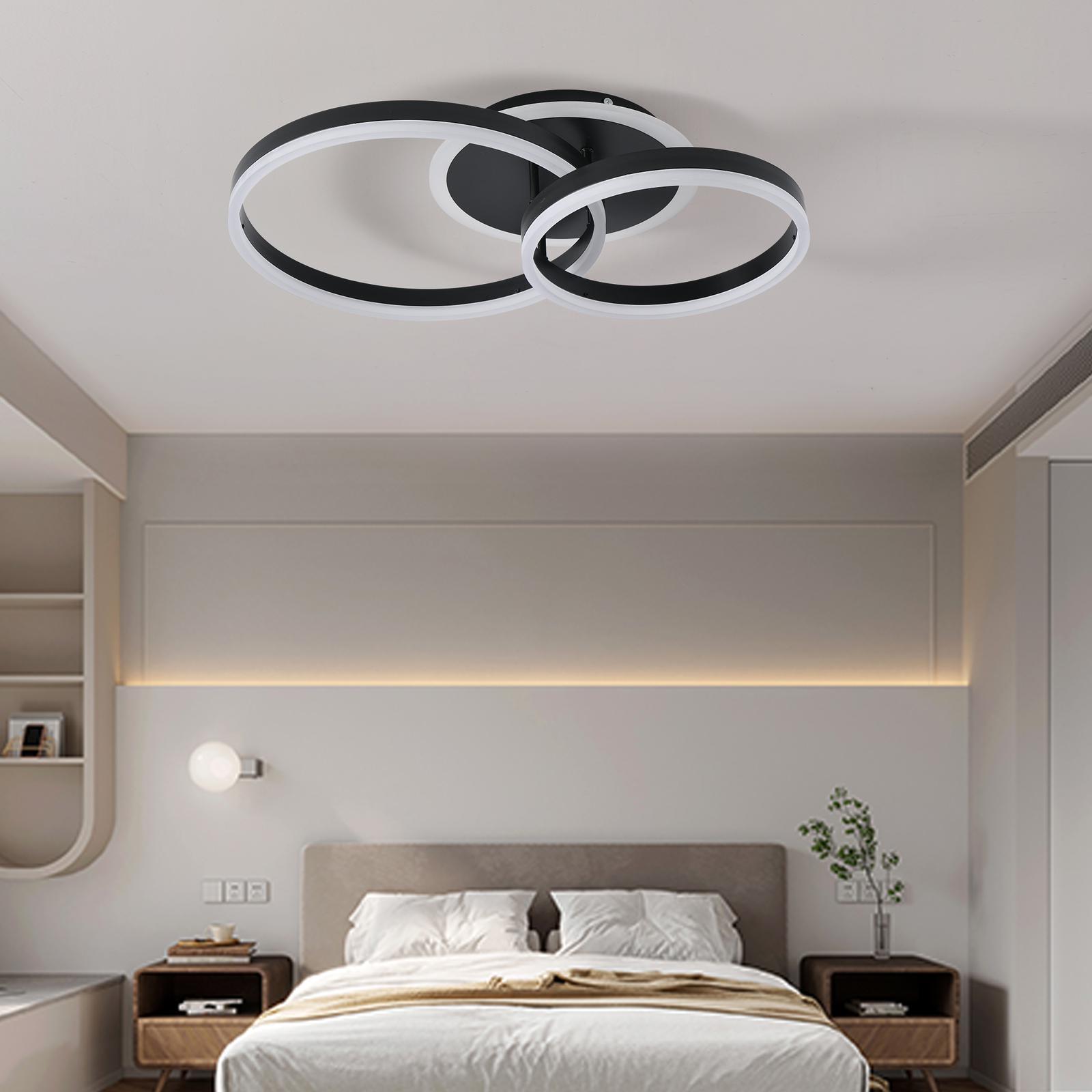 Lustra LED Beauty Black 2 BIG Circle Echivalent 600W Telecomanda