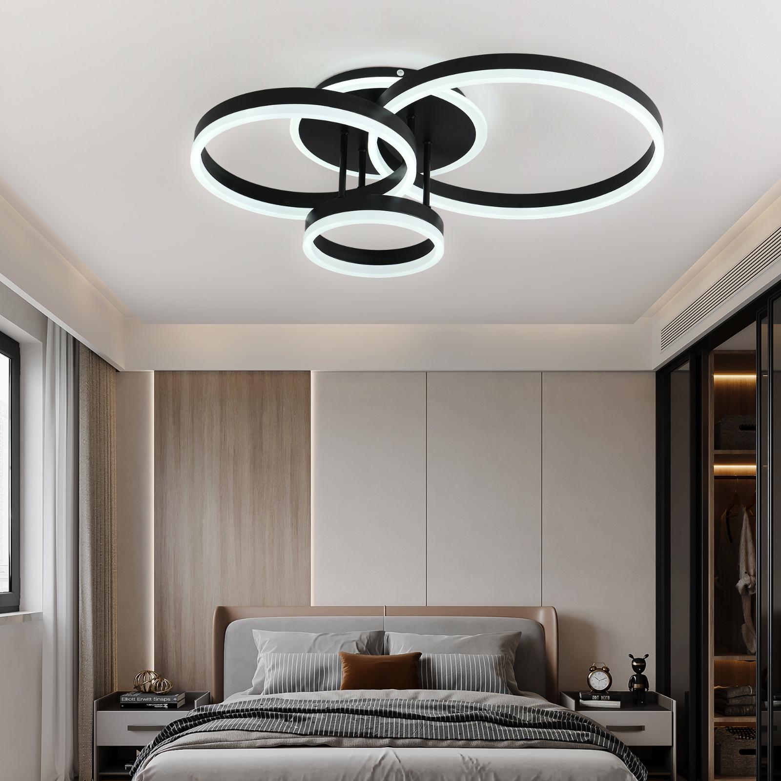 Lustra LED Beauty Black 3 Circle Echivalent 600W Telecomanda