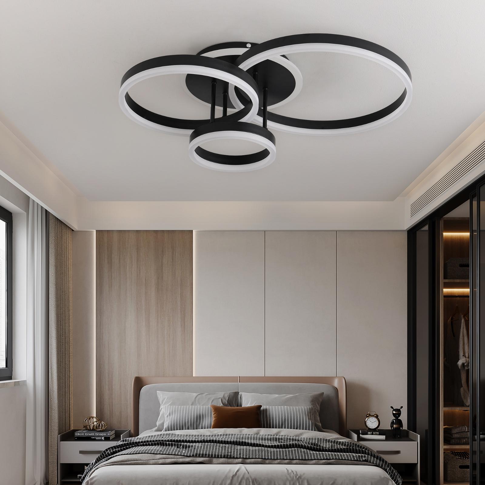 Lustra LED Beauty Black 3 Circle Echivalent 600W Telecomanda