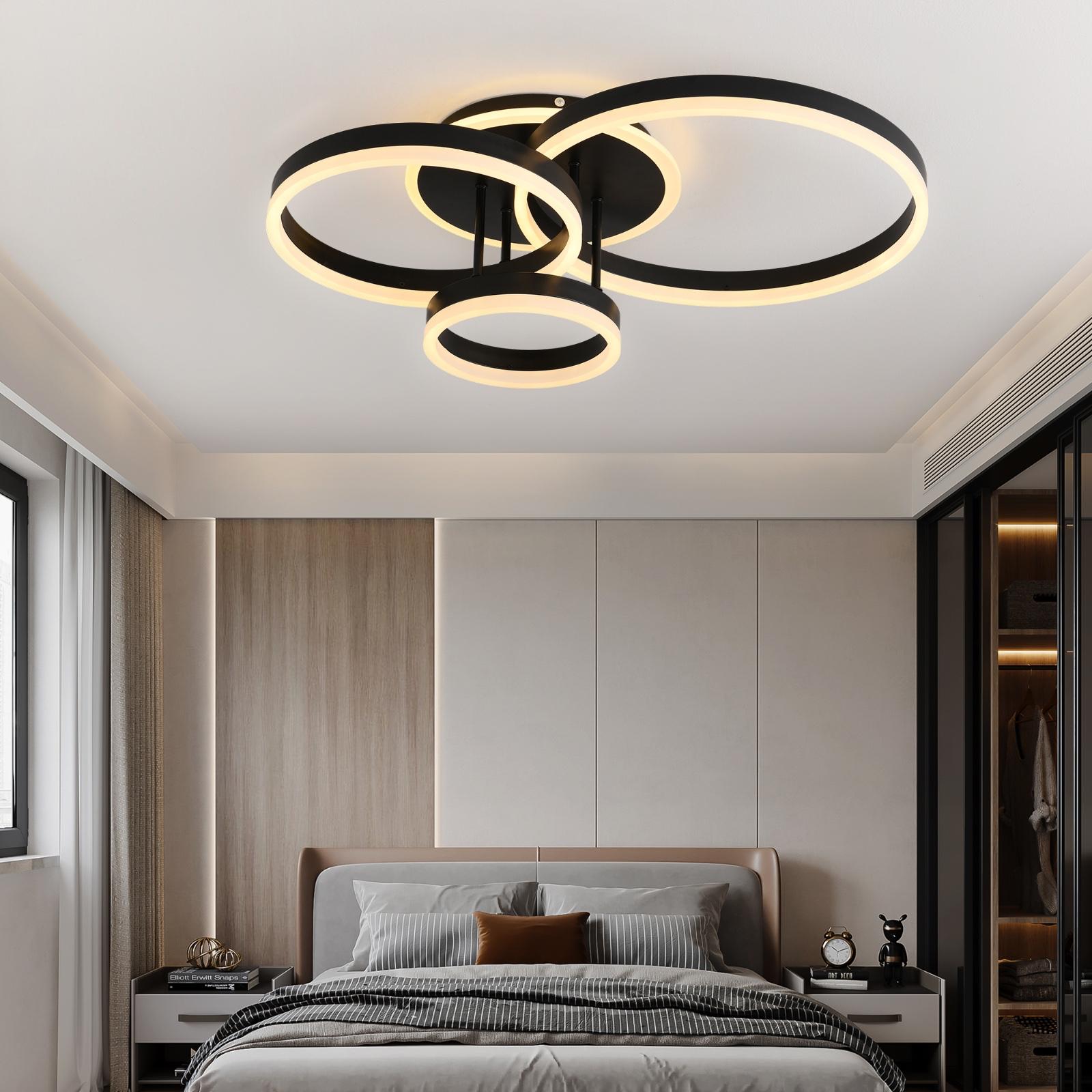 Lustra LED Beauty Black 3 Circle Echivalent 600W Telecomanda