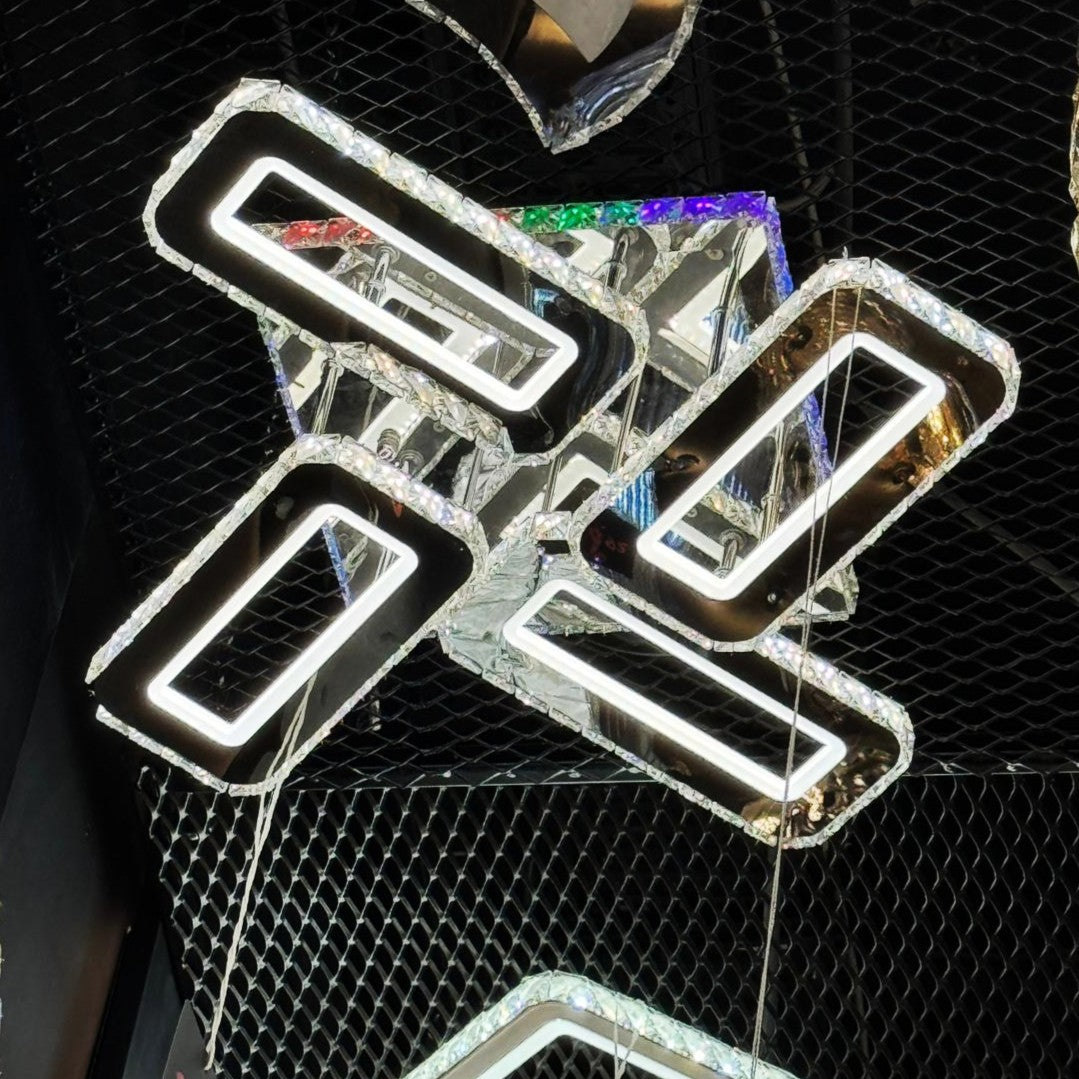 Lustra LED CROSS RGB Cristal Echivalent 600W Telecomanda