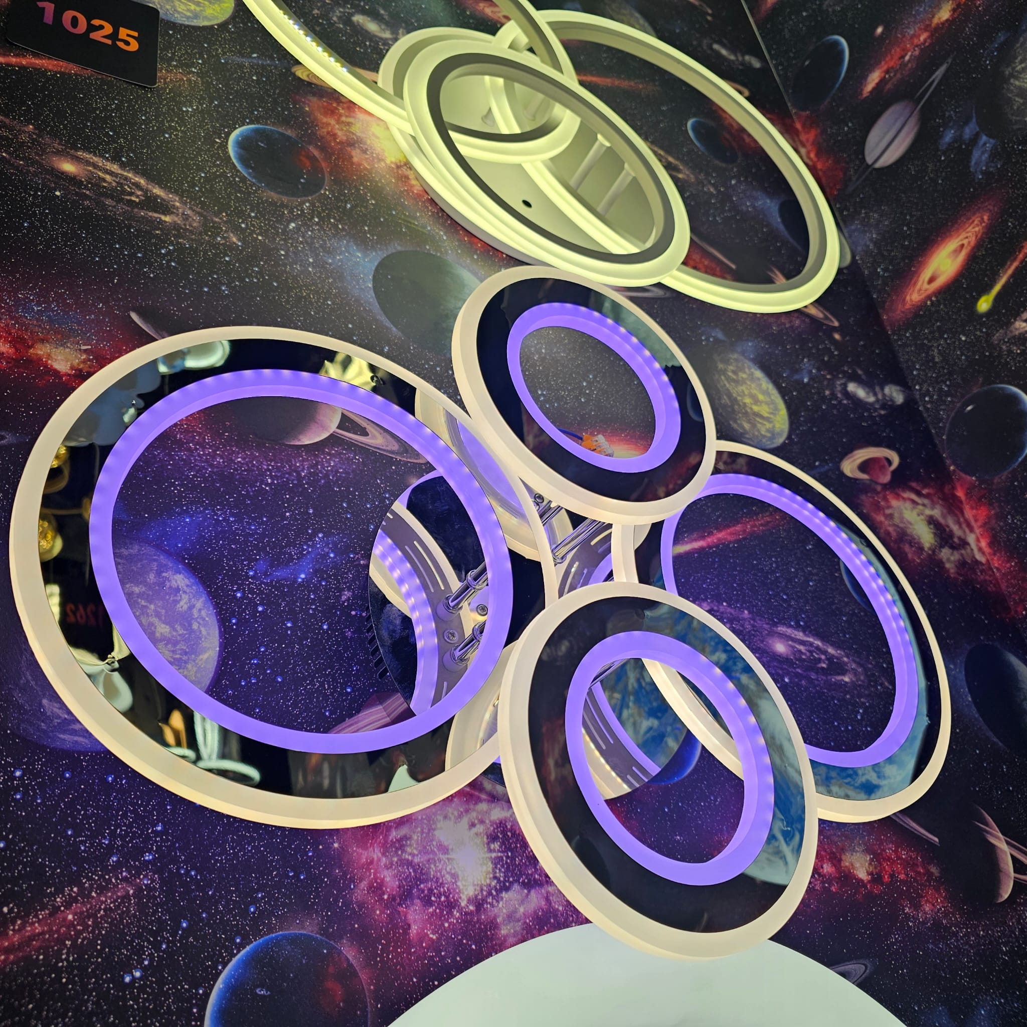 Lustra LED 2+2 CIRCLE CHROME RGB-MIX Echivalent 800W Telecomanda