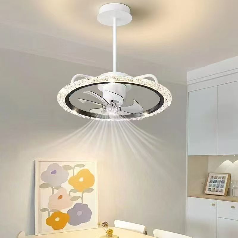 Lustra LED Suspendata BOLER White cu Ventilator Ø50CM Echivalent 350W Telecomanda