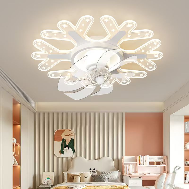 Lustra LED BEROL White cu Ventilator Ø50CM Echivalent 400W Telecomanda