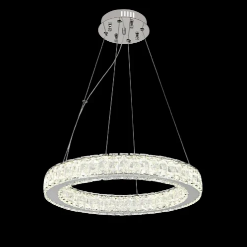 Lustra LED Cristal 1 Segment Rotund Chrome Echivalent 300W Telecomanda
