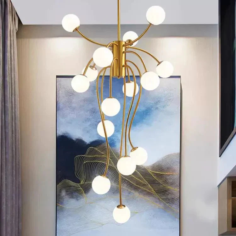 Lustra Suspendata REVSA Gold Abajur Mat 15xG9