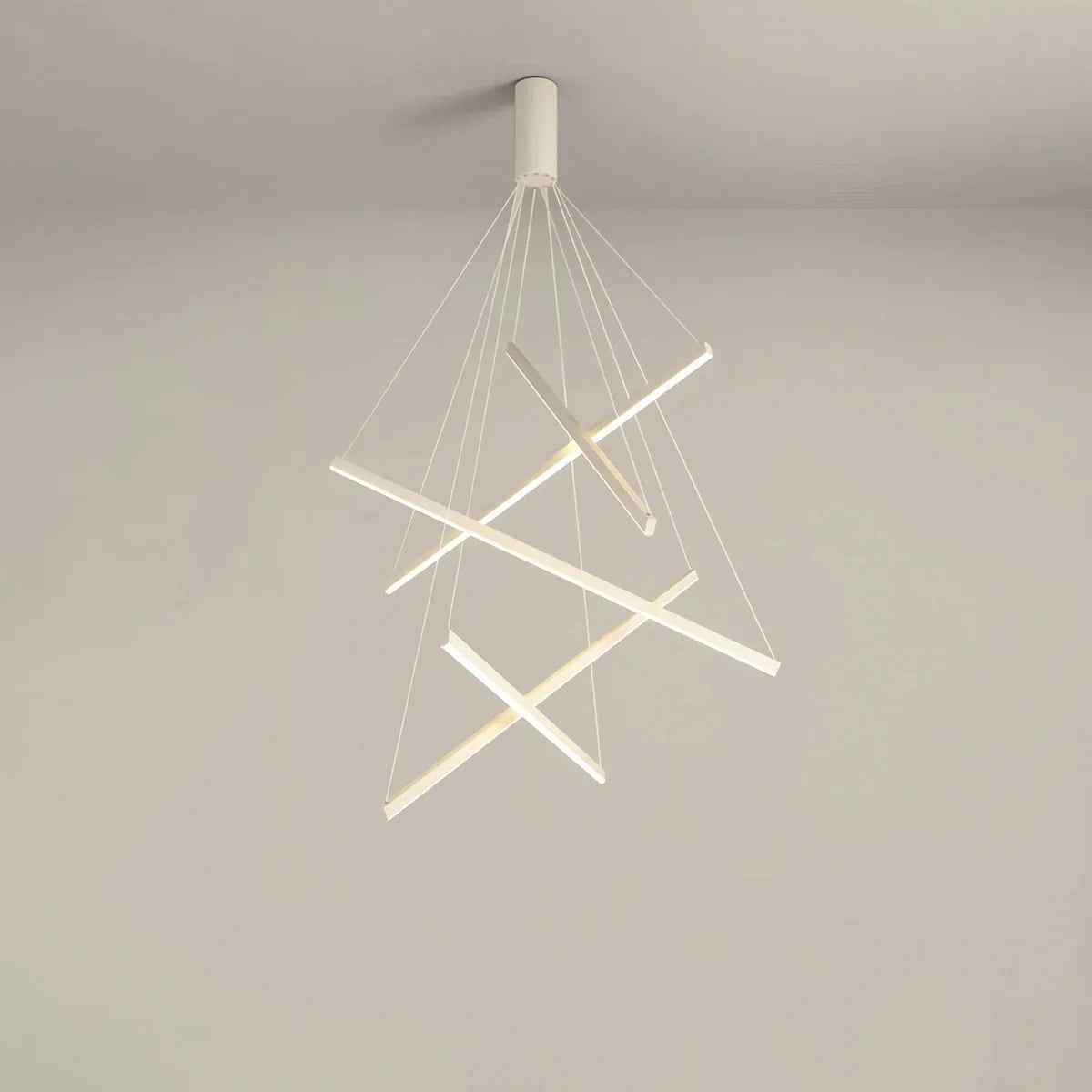 Lustra LED 5 Geometric WHITE Lines Suspendata Echivalent 500W
