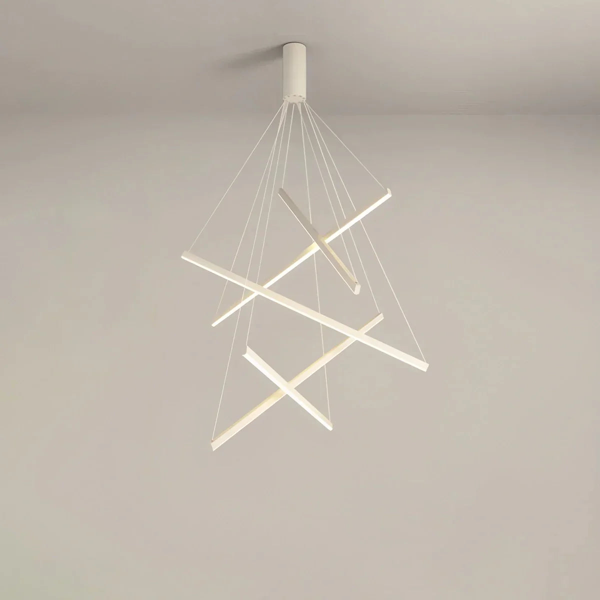 Lustra LED 5 Geometric WHITE Lines Suspendata Echivalent 500W