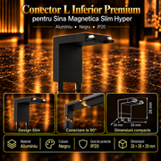 Conector L Inferior Premium Black pentru Sina Magnetica Hyper